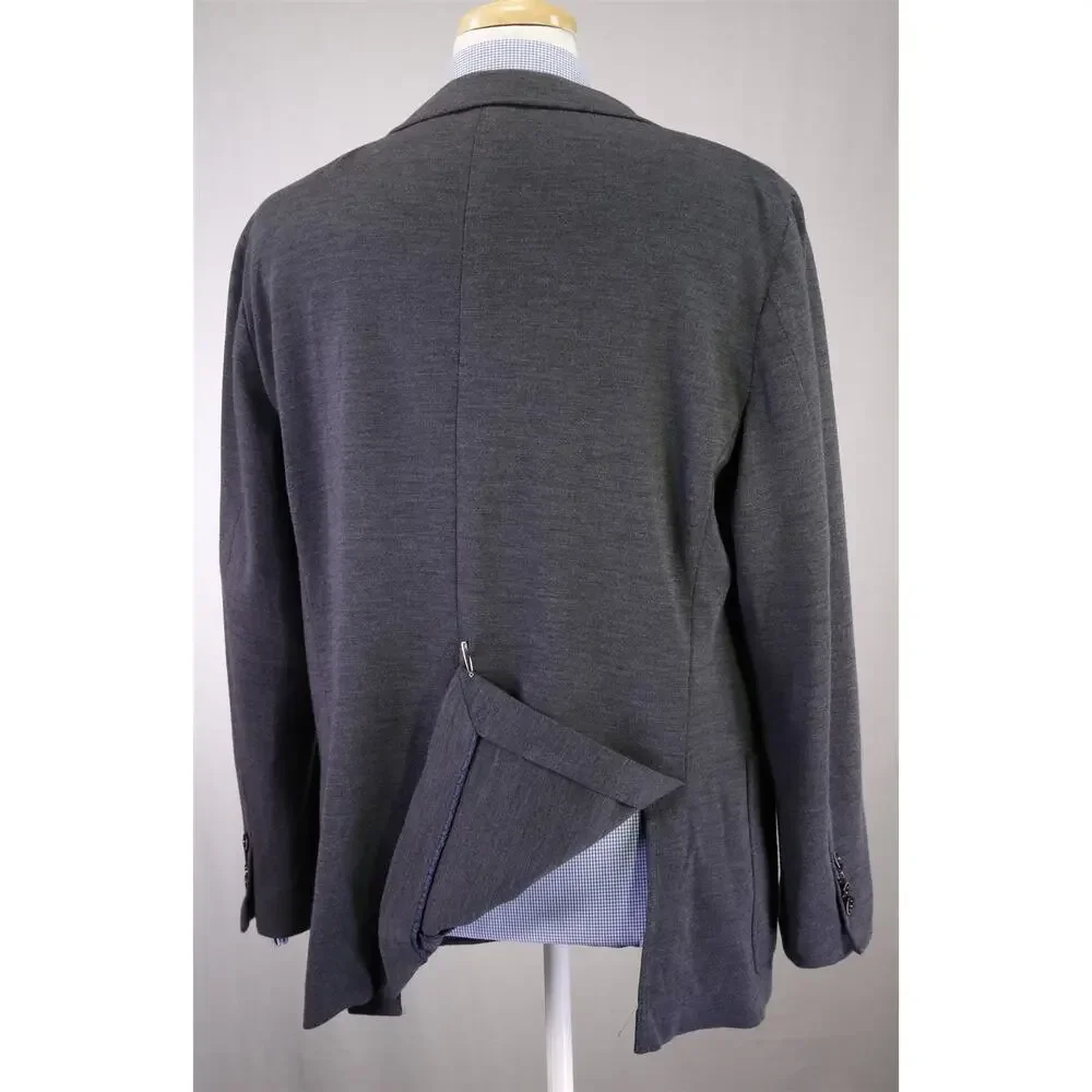 Hickey Freeman Current Gray Jersey Knit Wool Patch Pocket Blazer Jacket 46R
